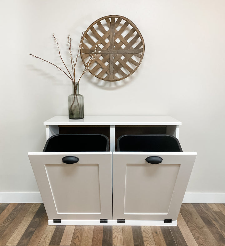 Double trash cabinet in white - Best Seller