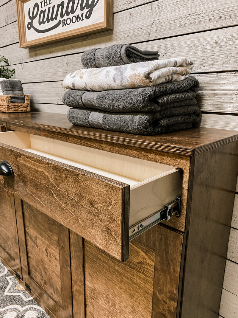 Livingston Laundry with a Storage Drawer in Warm Brown