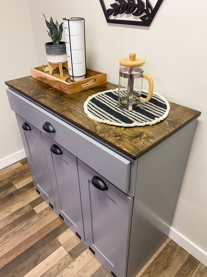 Prescott with a Storage Drawer in Dark Gray with a Dark Brown Stained Top