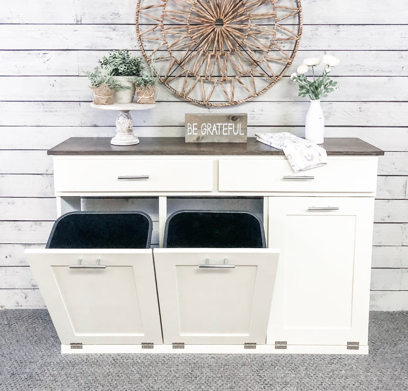 Templeton with a Storage Drawer in White with a Dark Brown Stained Top