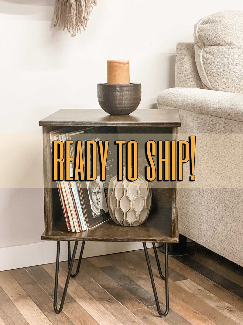 Ready to Ship ~ Vinyl Album Storage Cabinet - side table - end table dark brown