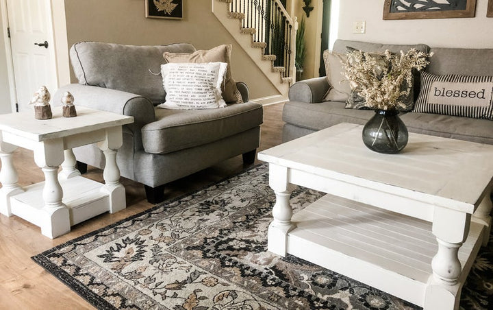 Rustic baluster farmhouse end table distressed