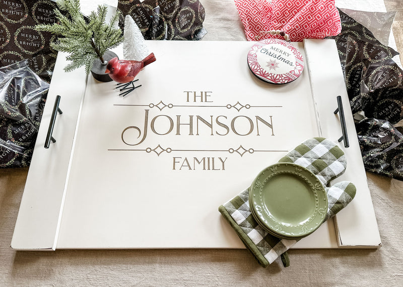 Personalized Family Name Stove Cover, Ivory Distressed "Johnson"