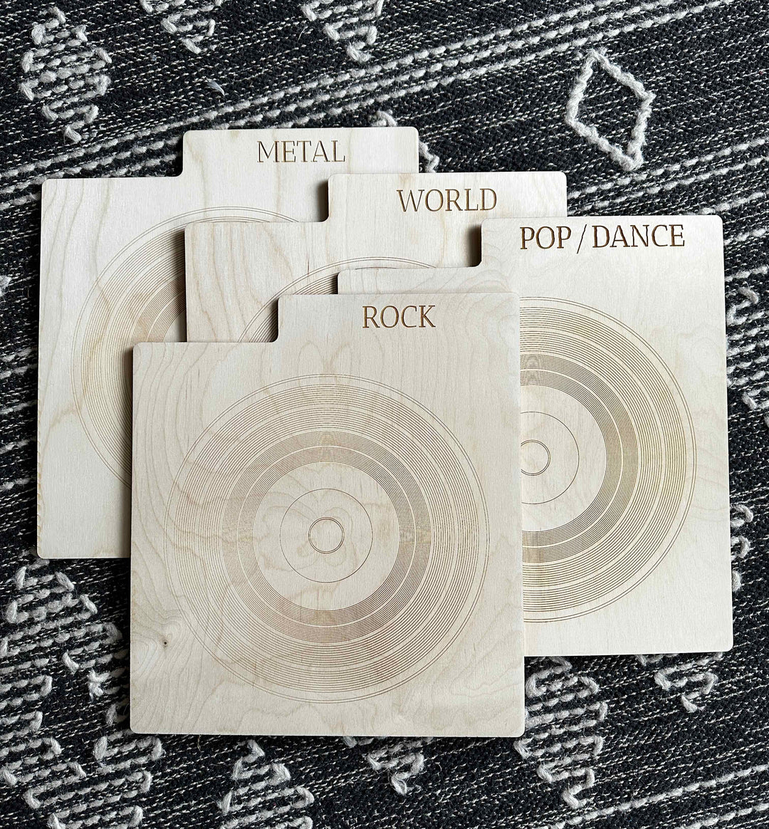 Custom vinyl record dividers (genre or year)
