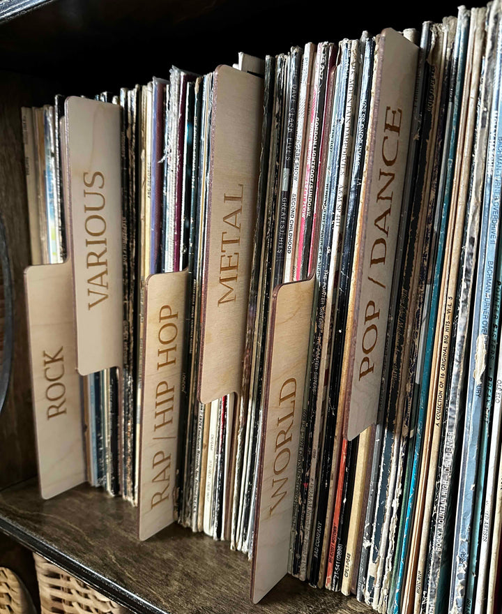 Custom vinyl record dividers (genre or year)