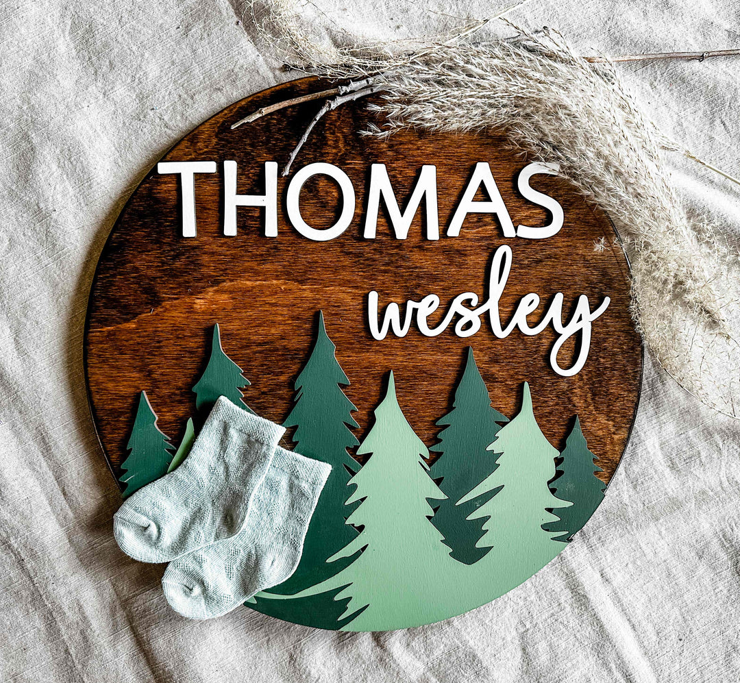 Thomas Wesley woodland newborn baby name sign