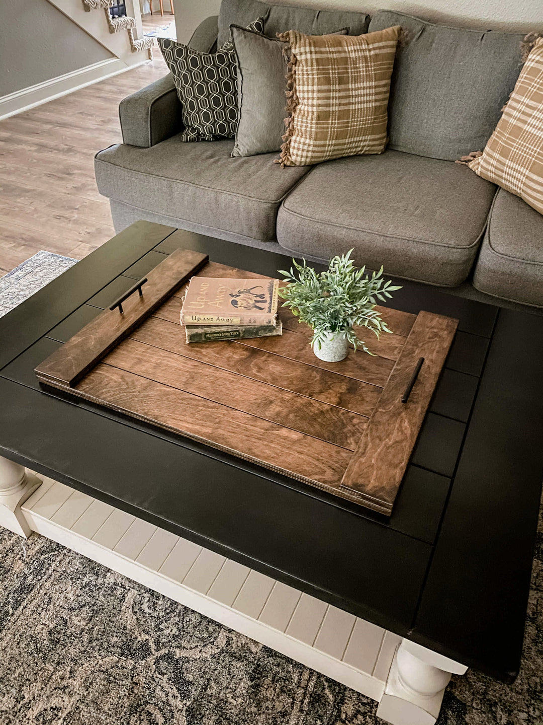Slatted ottoman tray