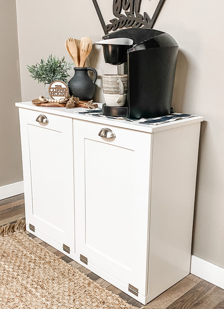 Double trash cabinet in white - Best Seller