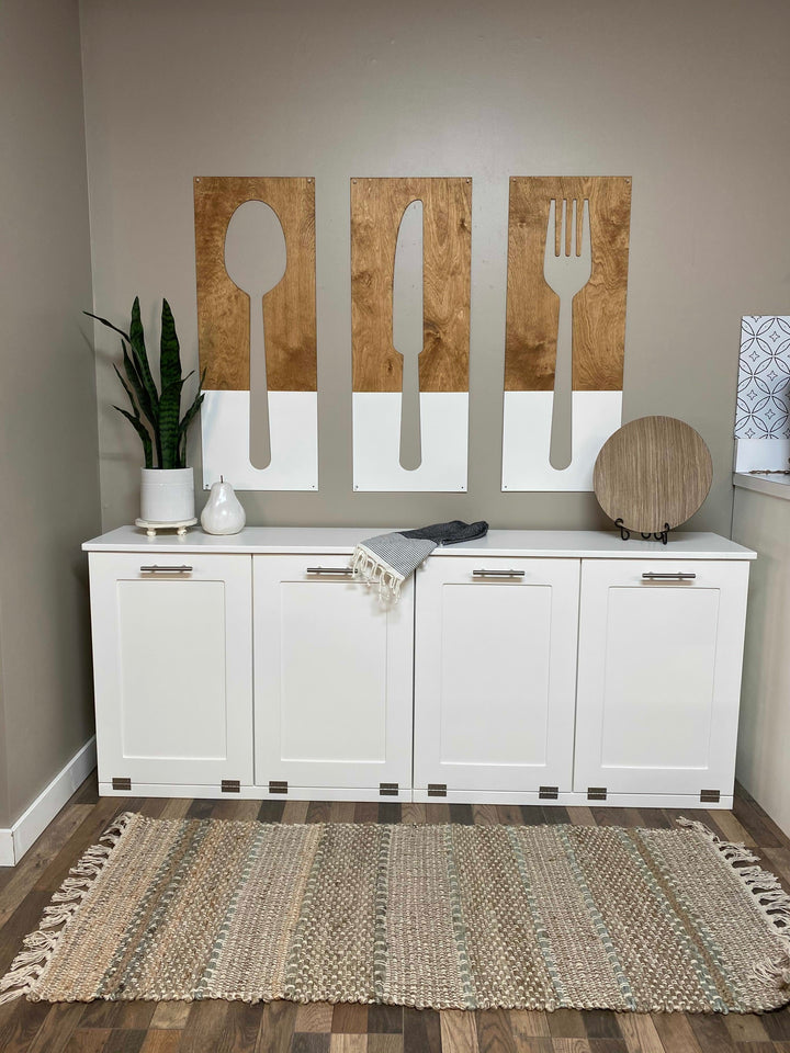 Quad trash cabinet in white