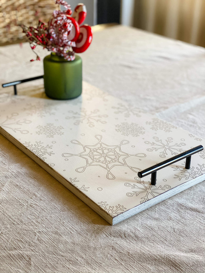 Holiday snowflake tray