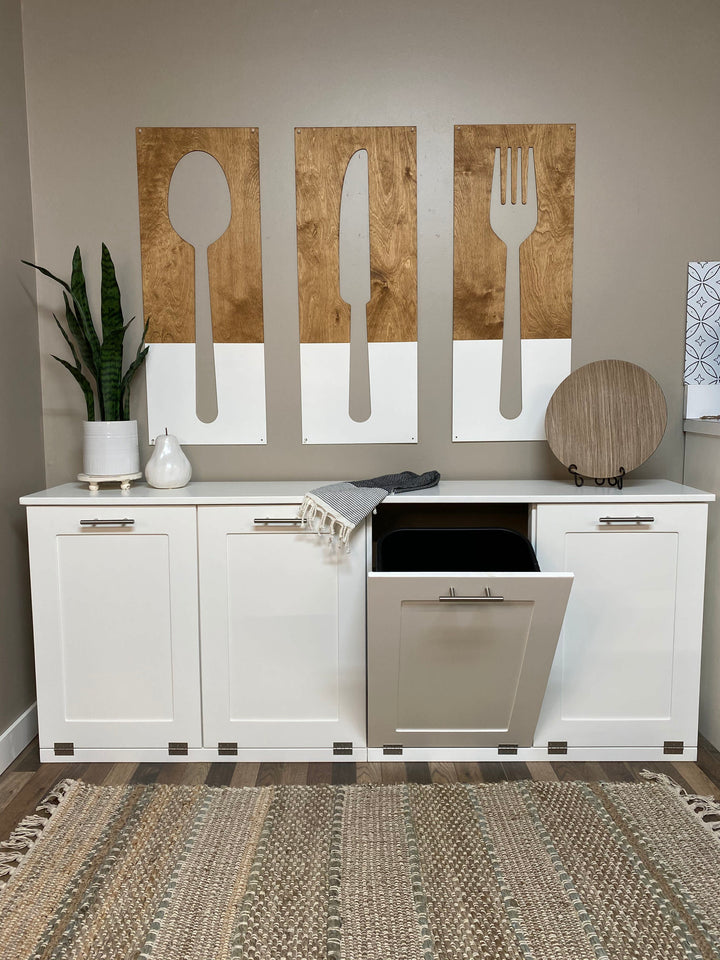 Quad trash cabinet in white