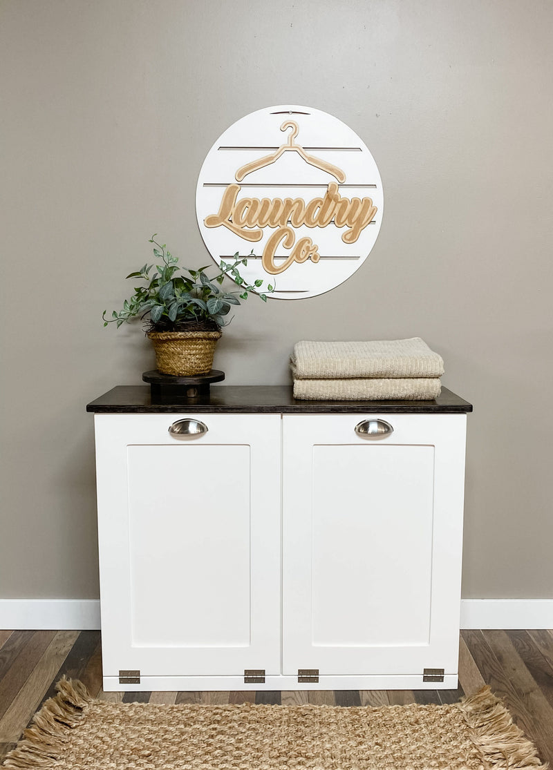 Dashwood Laundry in Soft White with a Stained Dark Brown Top