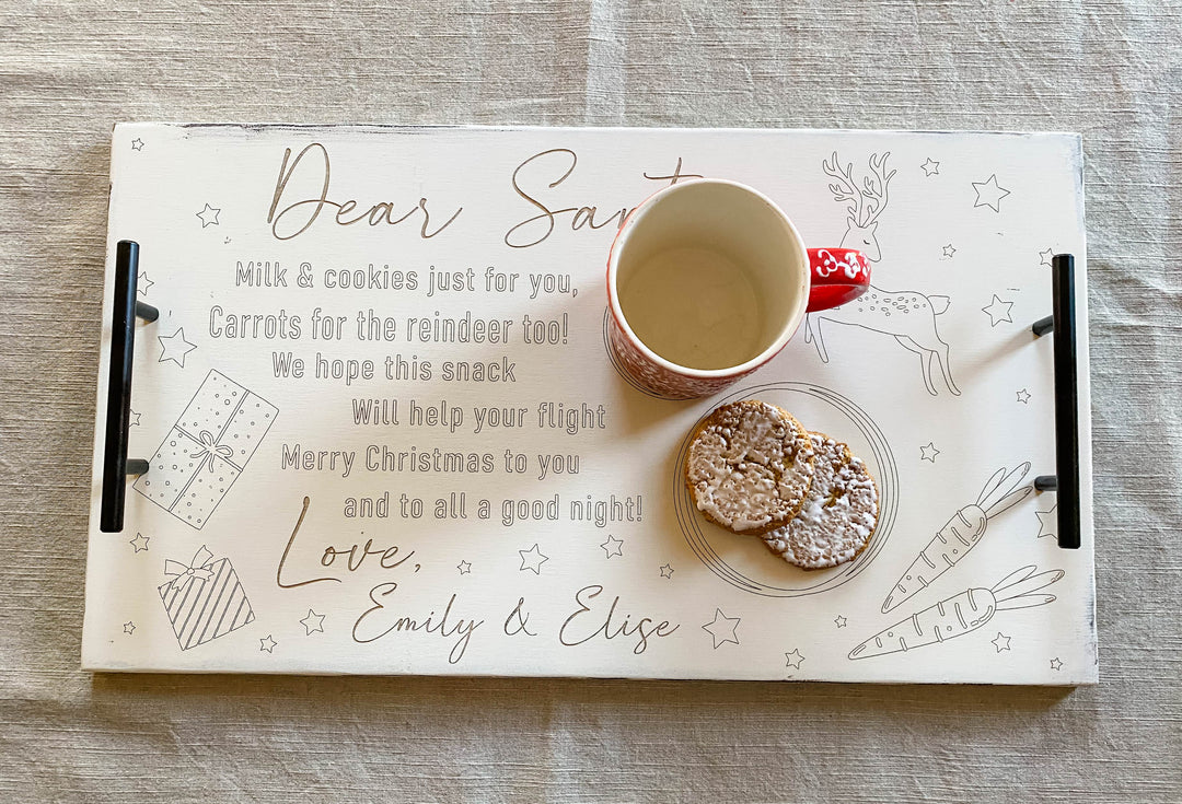 Christmas Eve tray in white distressed