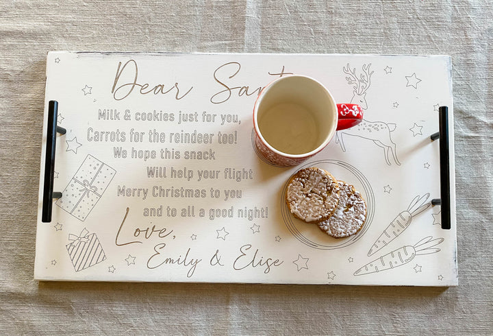 Christmas Eve tray in white distressed