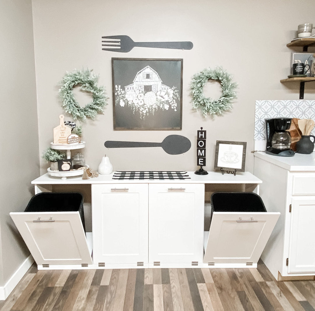 Quad trash cabinet in white