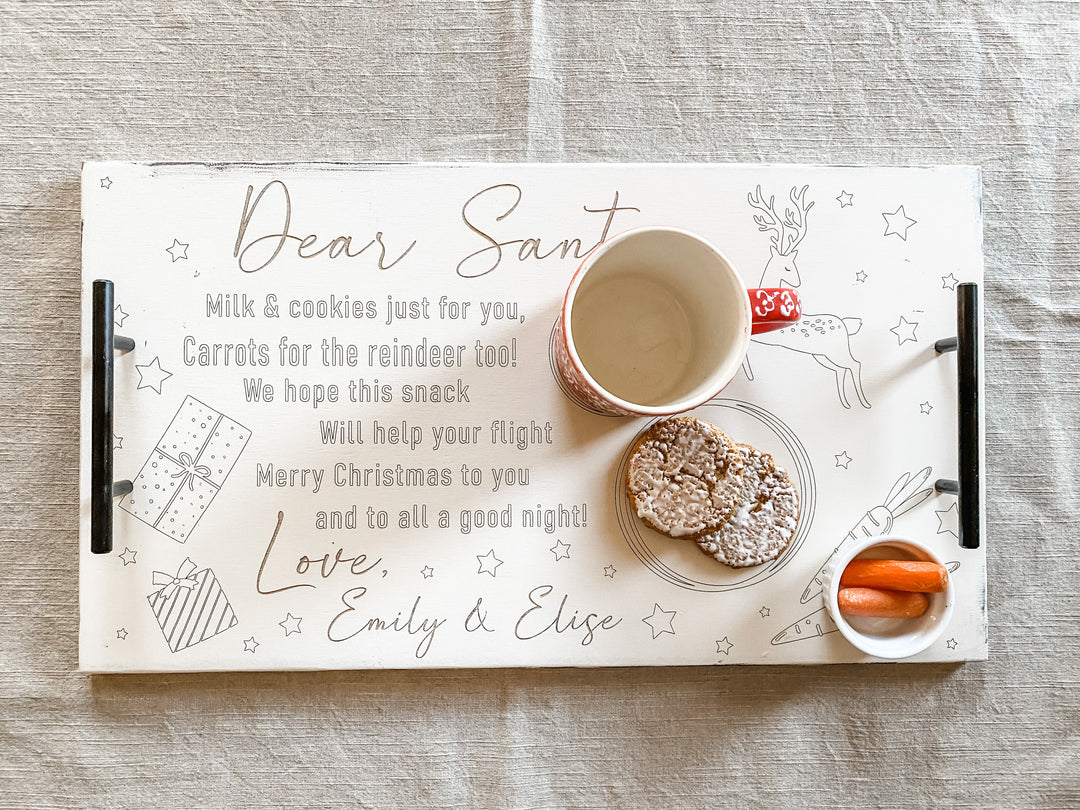 Christmas Eve tray in white distressed