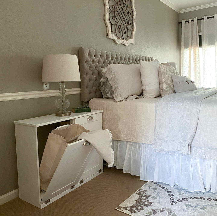 Double laundry cabinet in white - handmade