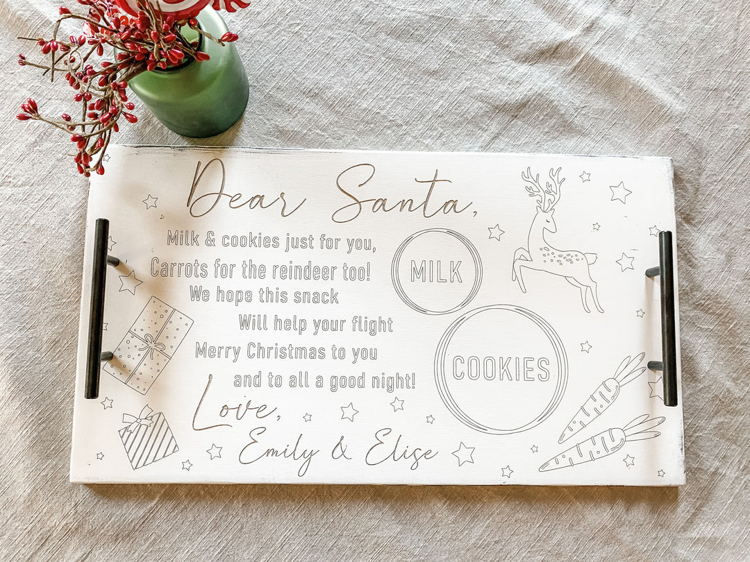 Christmas Eve tray in white distressed