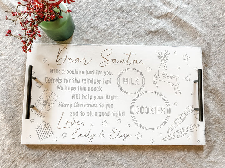 Christmas Eve tray in white distressed
