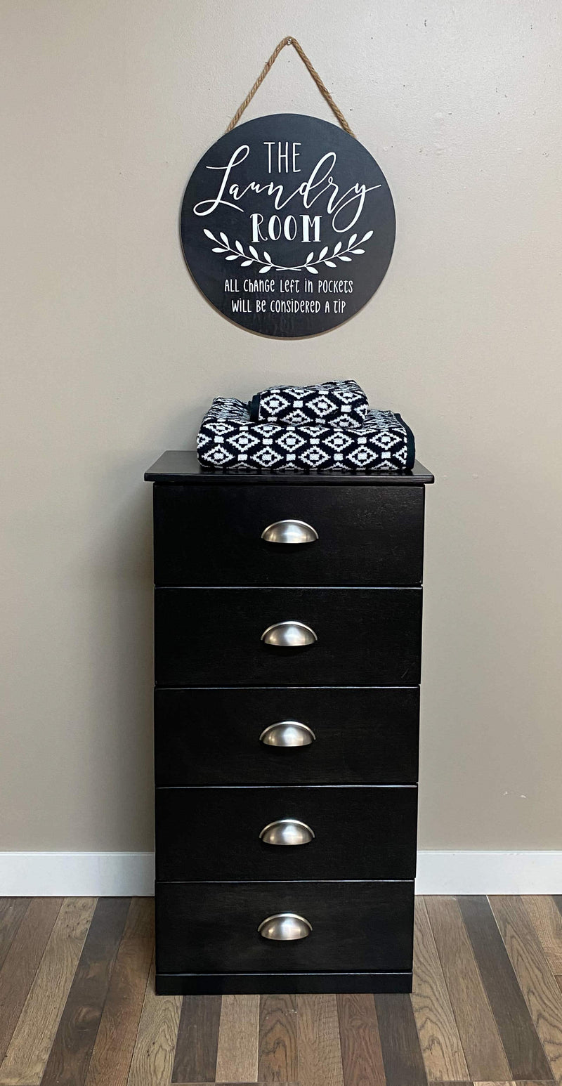 Sinclair laundry 5 drawers storage in black stain
