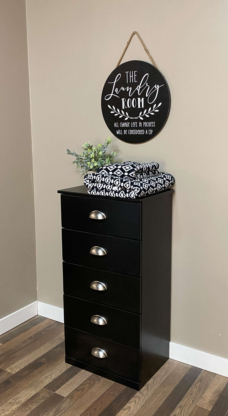Sinclair laundry 5 drawers storage in black stain