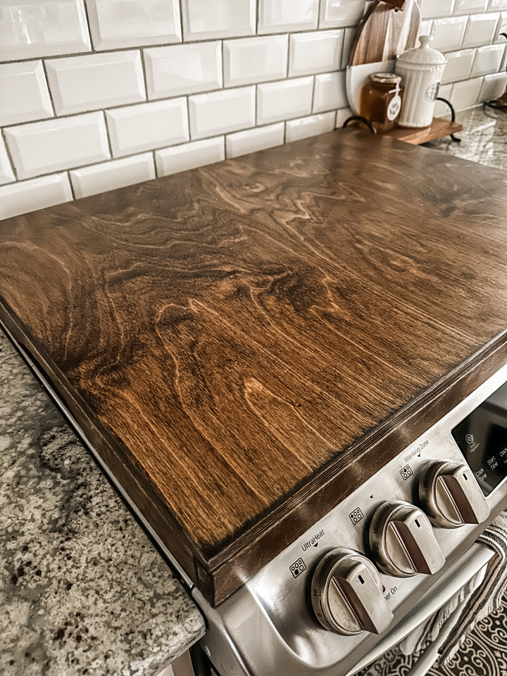 Clean and simple warm brown stove cover
