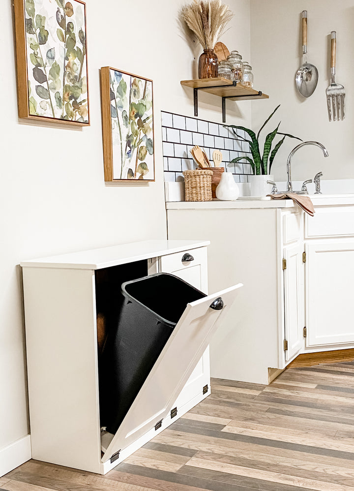 Double trash cabinet in white - Best Seller