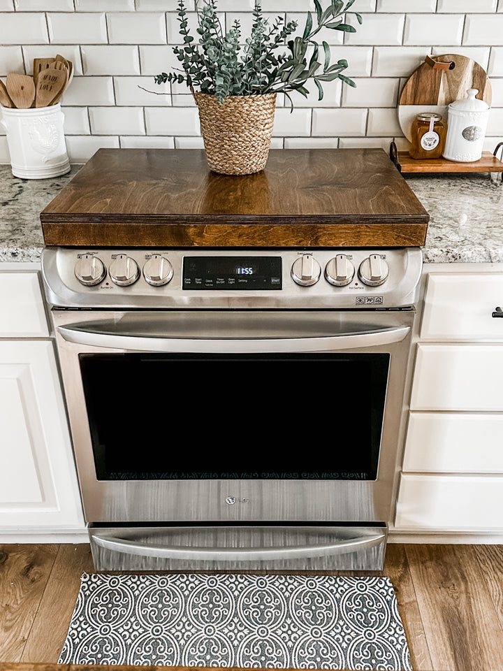 Clean and simple warm brown stove cover