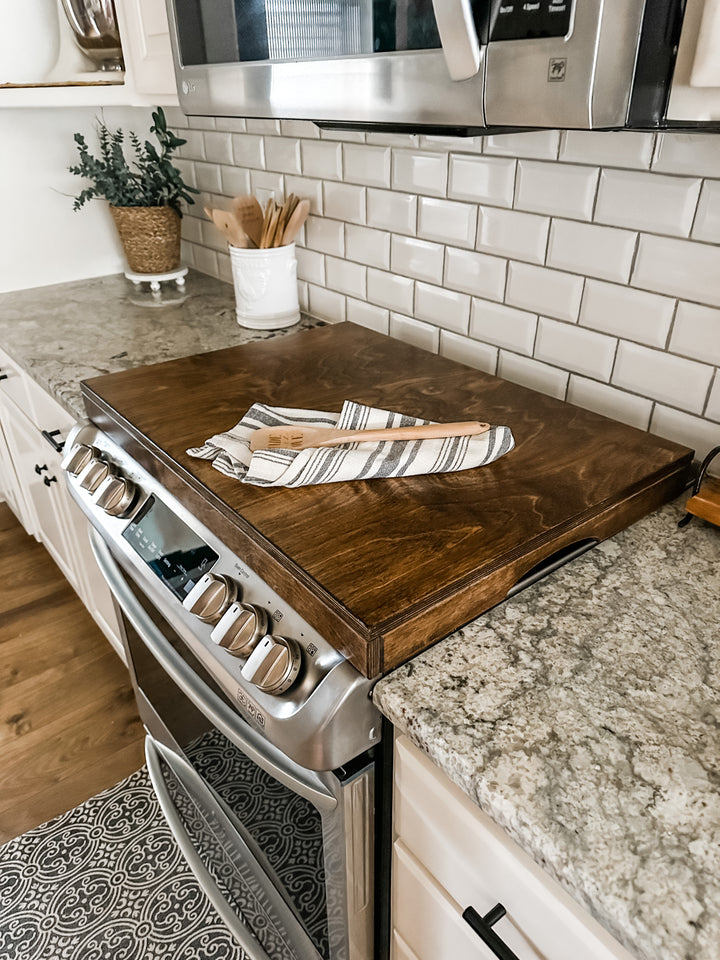Clean and simple warm brown stove cover