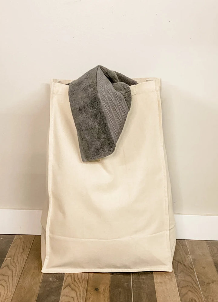 Handmade quad laundry hamper with a storage drawer in black stain